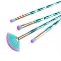 4pcs Lake Blue Brush Small Eye Brush with Diamond Handle Single Eye Shadow Brush